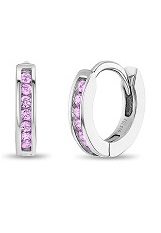 beautiful silver cubic zirconia huggie hoop baby earrings